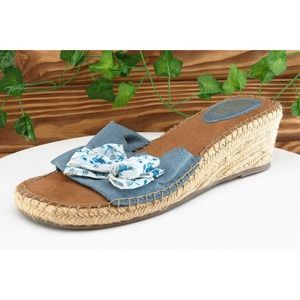 Life Stride Sz 9 M Blue Slide Fabric Women Sandals RAY